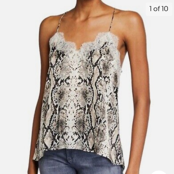 Cami NYC Tops - Cami NYC The Racer Charmeuse Snake Tank Top Silk